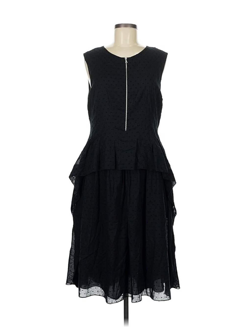 Lela Rose Swiss Dot Scoop Neck Dress – Knee Length – Size M (est) Black - Picture 3 of 6